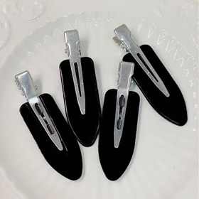 Resim 4 adet Kadın Siyah Saç Tokası, Stil Kuşgözü Barrette Timsah Tokaları, Stil Salon Saç Stilleri Ayrılmış Saçlar Bangs Makyaj Uygulaması Rahat 