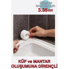 Resim Küvet - Lavabo Kenar Sızdırmazlık Bandı 22MM x 3.35MT Beyaz 