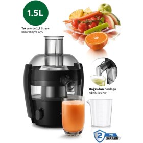Resim Kolay ve Hızlı Meyve Suyu Sıkıcı, 1,5 Lt, Kolay Temizlenebilir, Siyah Renk 
