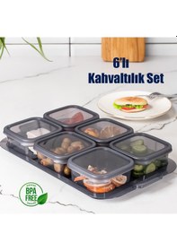 Resim Porsima 2043 Tepsili 6 Bölmeli Kahvaltılık Seti Füme 