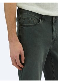Resim Kip Koyu Yeşil Slim Fit Denim Pamuk Karışımlı Pantolon Koyu Yeşil 