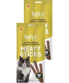 Resim Meaty Sticks Av Hayvanı Ve Kaz Etli Kedi Ödül Çubuğu 3x5gr İkili Paket 