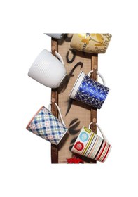 Resim Doğal Ahşap Rustik Duvar Askısı Fincanlık Kupa Askısı Mutfak 