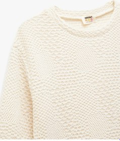 Resim Koton Bisiklet Yaka Uzun Kollu Pamuk Karışımlı Sweatshirt Bej 5skg10591ak Ekru 