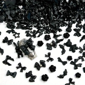 Resim 30 Adet Gotik İlhamlı Siyah Çivi Sanat Çiçekleri - Moda DIY Çivi Aksesuarları, Karanfil, Bağlar ve Yıldızlar, Alkol-Free, Çok Amaçlı Çivi Sanat Aletleri ve Aksesuar Seti 