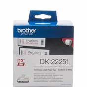 Resim Brother P-TOUCH DK-22251 DK 62MM X 15M BEYAZ ÜZERİ SİYAH KIRMIZI ETİKET 