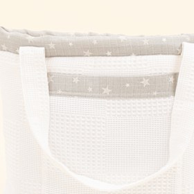 Resim Bebek Bakım Çantası - Beyaz Waffle - Gri Minik Yıldızlar 