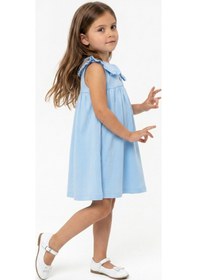 Resim Toontoy Kids Toontoy Kız Çocuk Regular Fit Bebe Yaka Düğmeli Kısa Kollu Elbise 25049 Mavi 