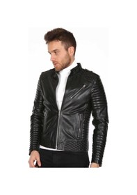 Resim Deriwork Hakiki Kuzu Derisi Fermuarlı İşlemeli Erkek Deri Ceket Siyah Siyah 