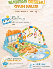 Resim FeyzaDesign Mavi Bebek Oyun Halısı - Müzikli ve Işıklı Gelişim Matı 