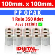 Resim Pp Opak Etiket 100X100 Barkod Etiketi / 1 Rulo 350 Adet - 10X10 1 Rulo 350 Adet 