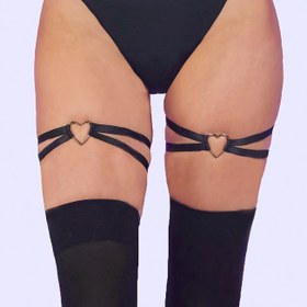 Resim 2 Adet Sokak Stili Siyah Kalça Askısı Kemer Seti, Kalp Büyüsü ile Ayarlanabilir Çapraz Jartiyer, Parti, Gece Dışarı, Şenlikli Günler İçin Elastik Bant - Tekstil Olmayan, Tüy Yok 