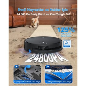 Resim Ecovacs T80S Omni Robot Süpürge + Mop Siyah 