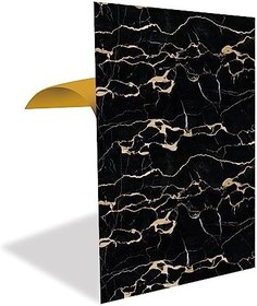 Resim Tink Kendinden Yapışkanlı Pvc Panel, Yapışkanlı Yer Zemin Kaplama, Duvar Kaplama, Fayans Çıkartması Gold Siyah Desenli 41x62 Cm (12 Adet / 3 m²) 
