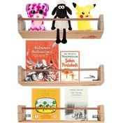 Resim Barış Dizayn Montessori Duvar Rafı Ahşap Kitaplık Bebek Odası Çocuk Odası Çocuk Kitaplığı (3lü Set) 