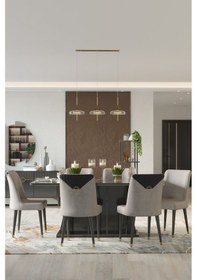 Resim Modalife Bella 6 Sandalye + 1 Sabit Masa Yemek Masası Takımı 6 Kişilik Antrasit 