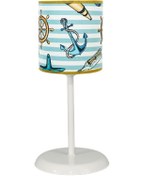 Resim ŞENAY AYDINLATMA Çocuk Odası Silindir Kumaş Abajur-mavi Denizci 