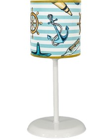 Resim ŞENAY AYDINLATMA Çocuk Odası Silindir Kumaş Abajur-mavi Denizci 