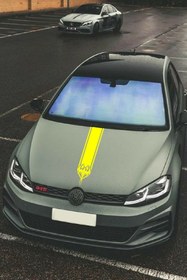 Resim nehay shop Oto Kaput Şerit özel yeni sticker Kılçık Tasarımlı Sarı 15*60 Cm 