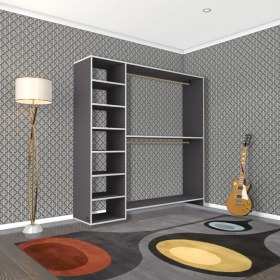 Resim Kenzlife giysi dolabı abdurrahman 180*180*40 gri gardırop 