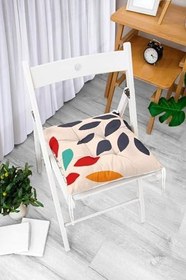 Resim RealHomes Sonbahar Temalı Renkli Yaprak Motifli Pofidik Sandalye Minderi 
