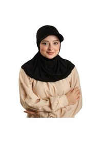 Resim Hürrem Bone Siyah Pratik Hazır Geçmeli Şapkalı Tesettür Eşarp Viskon Düz 2513 01 siyah 