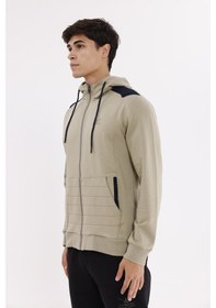 Resim Rowinger Omuz Panel Detaylı Fermuarlı Kapüşonlu Erkek Sweatshirt Green 