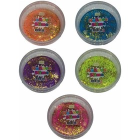 Resim Slime Simli 5 Renk Kaliteli Fosforlu Ele Yapışmayan Pofuduk Yumuşacık Slime 5x170 Gram 