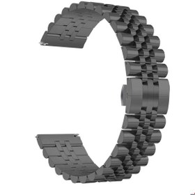 Resim Samsung Galaxy Watch Active 2 40mm 20mm Uyumlu Kordon Paslanmaz Çelik Rolex Metal KRD-36 Kayış Siyah 