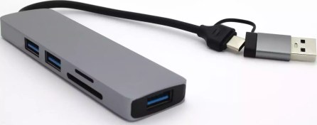 Resim 5in1 UsbA ve Type-C to 3x USB3.0, TF, SD, Type-C Çoklayıcı Hub Adaptör HC13FL Winex