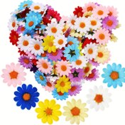 Resim 100 adet Çok Renkli Suni Papatya Çiçek Başları, Plastik Sahte Mini Çiçekler, DIY Çelenkler, Paskalya Şapkaları, Düğün Partisi Takı Yapım Malzemeleri ve Aksesuarları için 