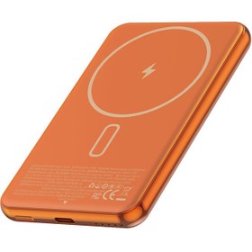 Resim Wiwu Wi-P088 LED Işık Göstergeli PD 20W Kablosuz Powerbank 5000mAh 15W Turuncu 
