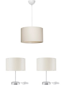 Resim Genel Markalar Ela Yatak Odası Set - Krem Sarkıt 2 Krom Abajur 