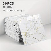 Resim 60 adet 30x30cm Kalın Mermer Kare Duvar Çıkartmaları - Su Geçirmez, Yağ Dirençli, Soyma ve Yapıştırma - Mutfak Splashback, Banyo, Oturma Odası Duvar Dekoru, Vinil Malzeme, Tuğla Taş ve Ahşap Stili, Düz Eşleşme Deseni, Ayrılabilir Duvar Kağıdı, 2, 6mm Kalınlık, Kendinden Yapışkanlı Yapıştırma, Banyo Duvar Dekoru | Modern Duvar Dekoru | Kolay Kurulum, Banyo Dekoru 