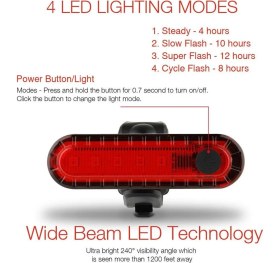 Resim Jing Yi Bisiklet USB Şarjlı Arka LED Lamba 