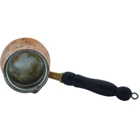 Resim Ludıa İşlemeli Ahşap Saplı El Yapımı Eskitme Bakır Cezve M2 