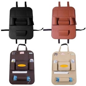 Resim Novahub Araba Koltuğu Saklama Çantası - Pu Deri Organizatör - Bej, Düzenleme Kutusu 