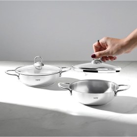 Resim Silver 4 Parça Paslanmaz Çelik Güveç Tipi Sahan Seti 18-20 Cm Gri 