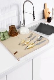 Resim Hamur Basic Bulasik Kurutma Mati Kurulama Bezi Kurutma Örtüsü Tezgah Üstü Bej 