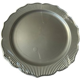 Resim Davet Doğum Günü Parti Sert Plastik Yuvarlak Mika Tabak - 18 Cm. - Gri - 6'lı 10 Paket Gri 