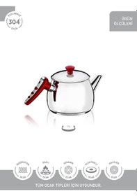 Resim Hascevher Apple 1,0 Lt Mini Boy Çelik Kapaklı Demlik Metalik 