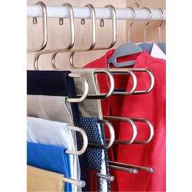 Resim Çok Renkli 5 Katlı Pantolon Askısı, Pratik ve Şık Dolap Düzenleyici 