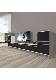 Resim Decoraktiv Eko 9200t Mdf Krom Ayaklı Tv Ünitesi Tv Sehpası Beyaz - Siyah 