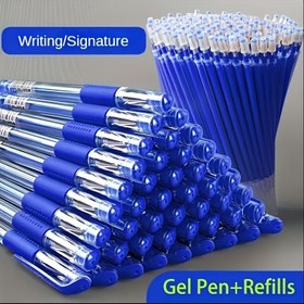 Resim 18 adet, 18 adet Jel Kalem Seti Öğrenme Malzemeleri Siyah Mavi Kırmızı Mürekkep Renkli 0.5mm Yuvarlak Tükenmez Kalem Kawaii Kalem Öğrenci Okul Ofis Kırtasiye 