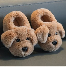 Resim Uıowoo 1-3 Yaş Bebek Pamuk Terlik - Kış Desenlı, Yumuşak, Kaymaz Taban - Sevimli Hayvan Desenli Ev Terliği Deve Rengi 