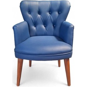 Resim Ahşap Ayaklı Kollu Lacivert Deri Ofis Koltuğu Büro Koltuk Ve Berjerleri - 1 Adet Tekli Lacivert 