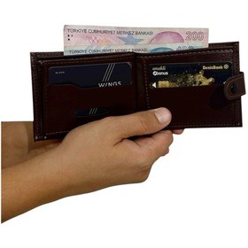 Resim Premium Serisi Lüks Deri Özel Üretim Yatay Patlı Erkek Cüzdanı Kahverengi 