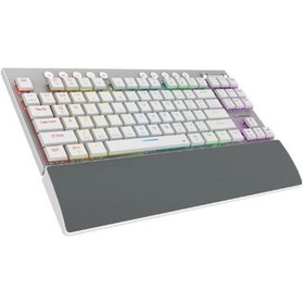 Resim Rampage Beru Beyaz 2.4g + Bt Wireless Red Swıtch Mekanik Gaming Oyuncu Klavye Slim Rgb 