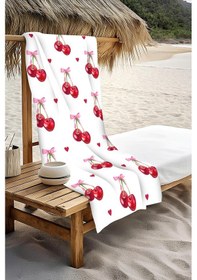 Resim Dijital Baskı Plaj Deniz Havlusu Kiraz Desenli Peştamal Hvl0019 Renkli 