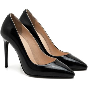 Resim Amada Siyah Kadın Rugan Deri Stiletto 